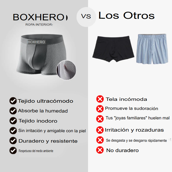 [Compra 5 Y Lleva más 5] BoxHero con fibra de Bamboo -  Confort durante todo el día